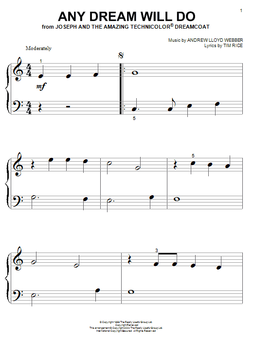 Produktgalerie: Seite 1 von 1 Any Dream Will Do, Andrew Lloyd Webber, Klavier