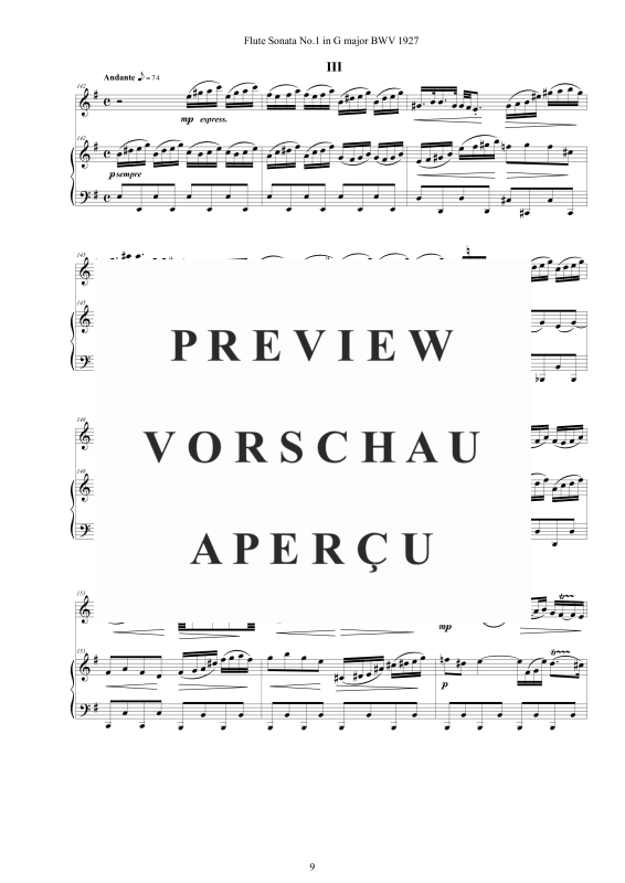 Produktgalerie: Seite 10 von 11 Flöten Sonate Nr. 1 in G-Dur BWV 1027, , Flöte und Cembalo/Klavier