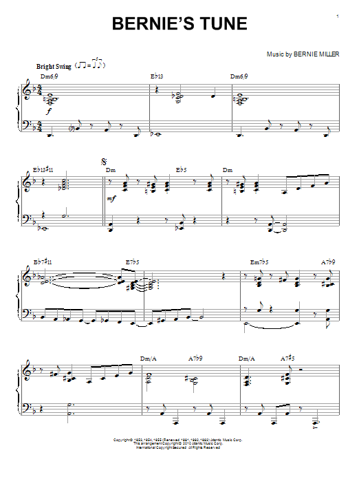 Product picture to: Bernie's Tune (arr. Brent Edstrom)