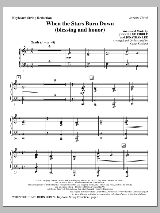 Produktgalerie: Seite 1 von 1 When The Stars Burn Down (Blessing And Honor) - Keyboard String Reduction, Camp Kirkland, Chor