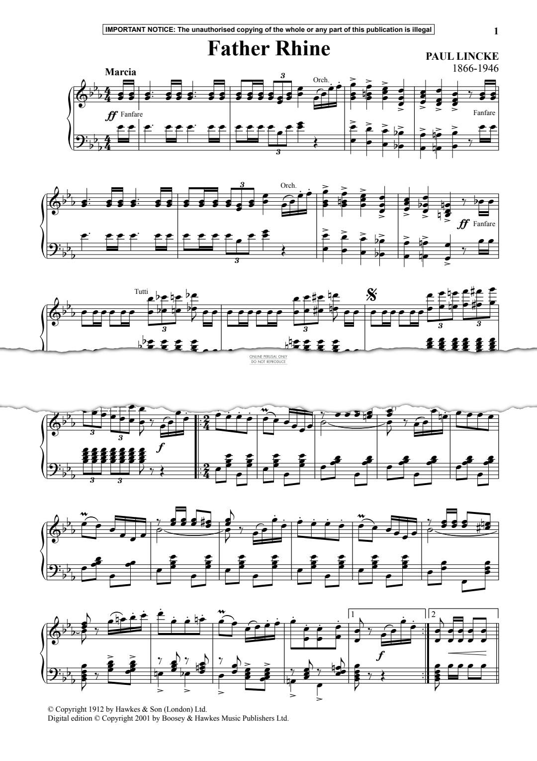 Produktgalerie: Seite 1 von 1 Father Rhine, Paul Lincke, Klavier