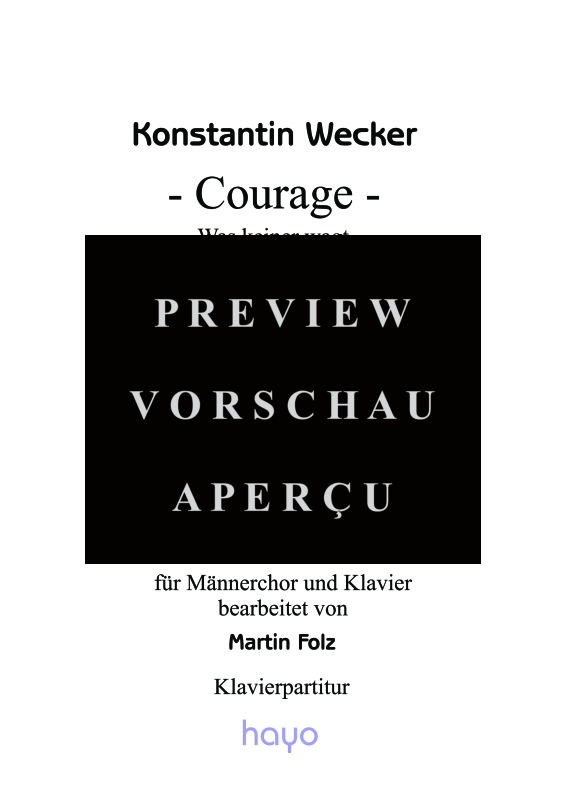 Product gallery: Page 2 of 8 Was keiner wagt - Courage, , (mixed choir and piano - piano score)