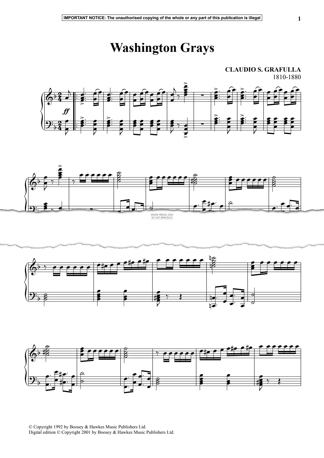 Produktgalerie: Seite 1 von 1 Washington Grays, Claudio S. Grafulla, Klavier