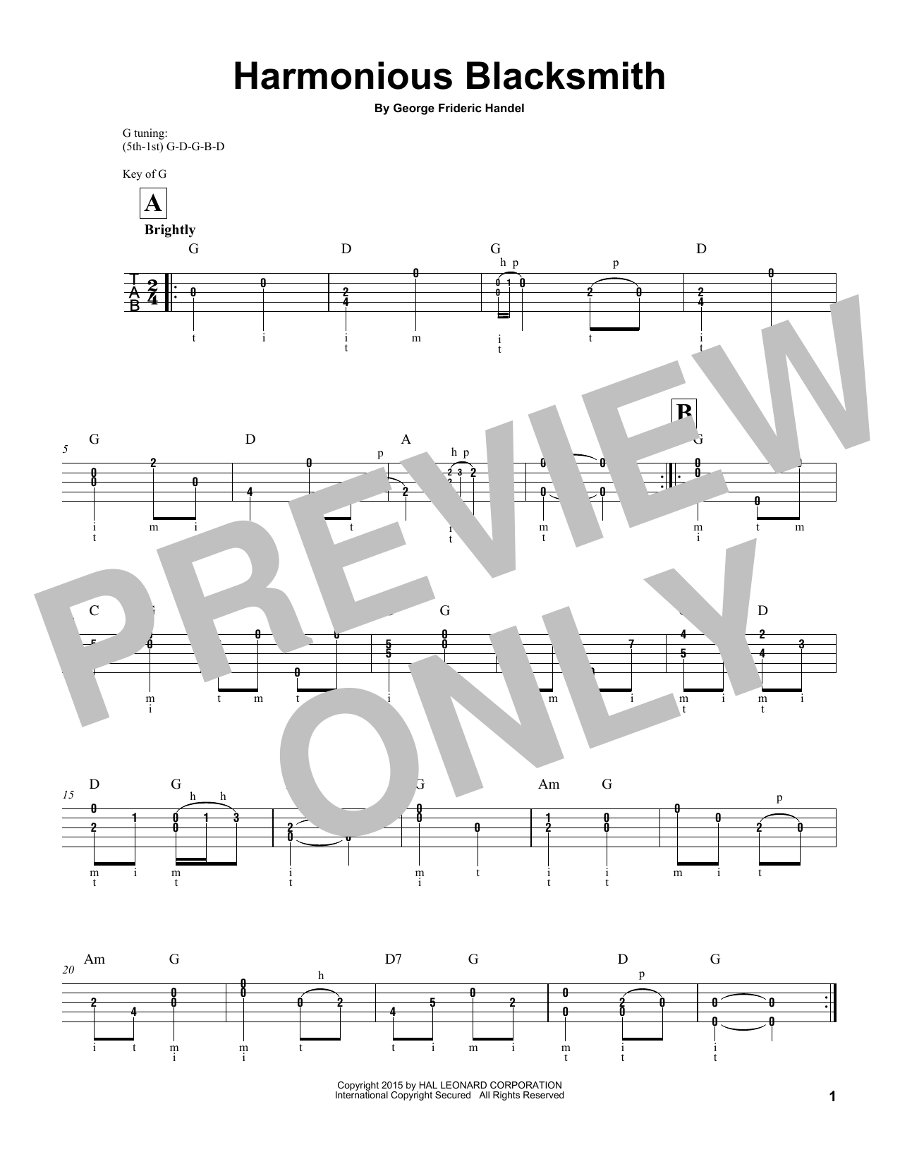 Product gallery: Page 1 of 1 Harmonious Blacksmith, George Frideric Handel