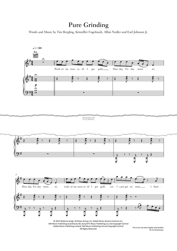 Produktgalerie: Seite 1 von 1 Pure Grinding, Avicii, Gesang, Gitarre, Klavier