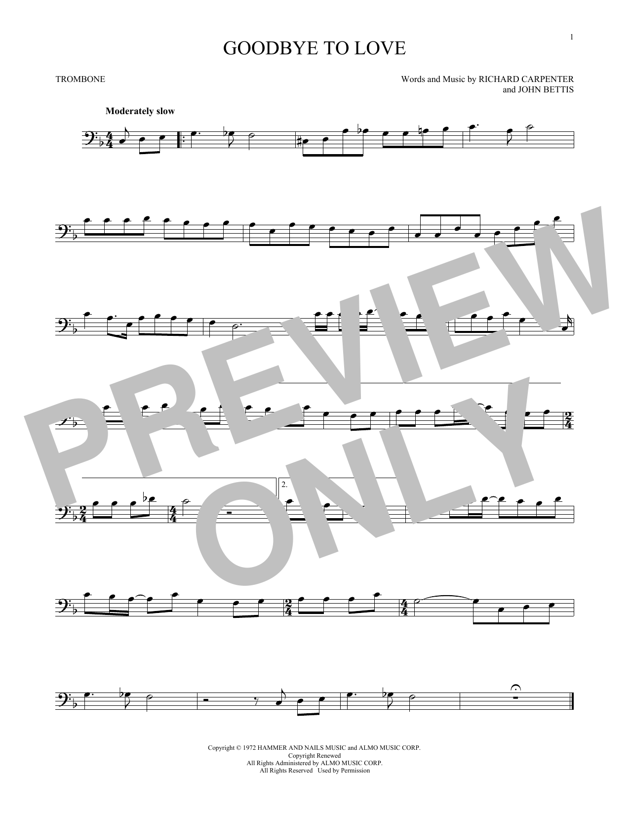 Product gallery: Page 1 of 1 Goodbye To Love, Carpenters