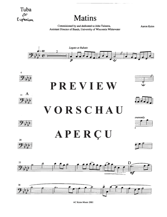 Produktgalerie: Seite 9 von 10 Matins , , (Tuba + Klavier)