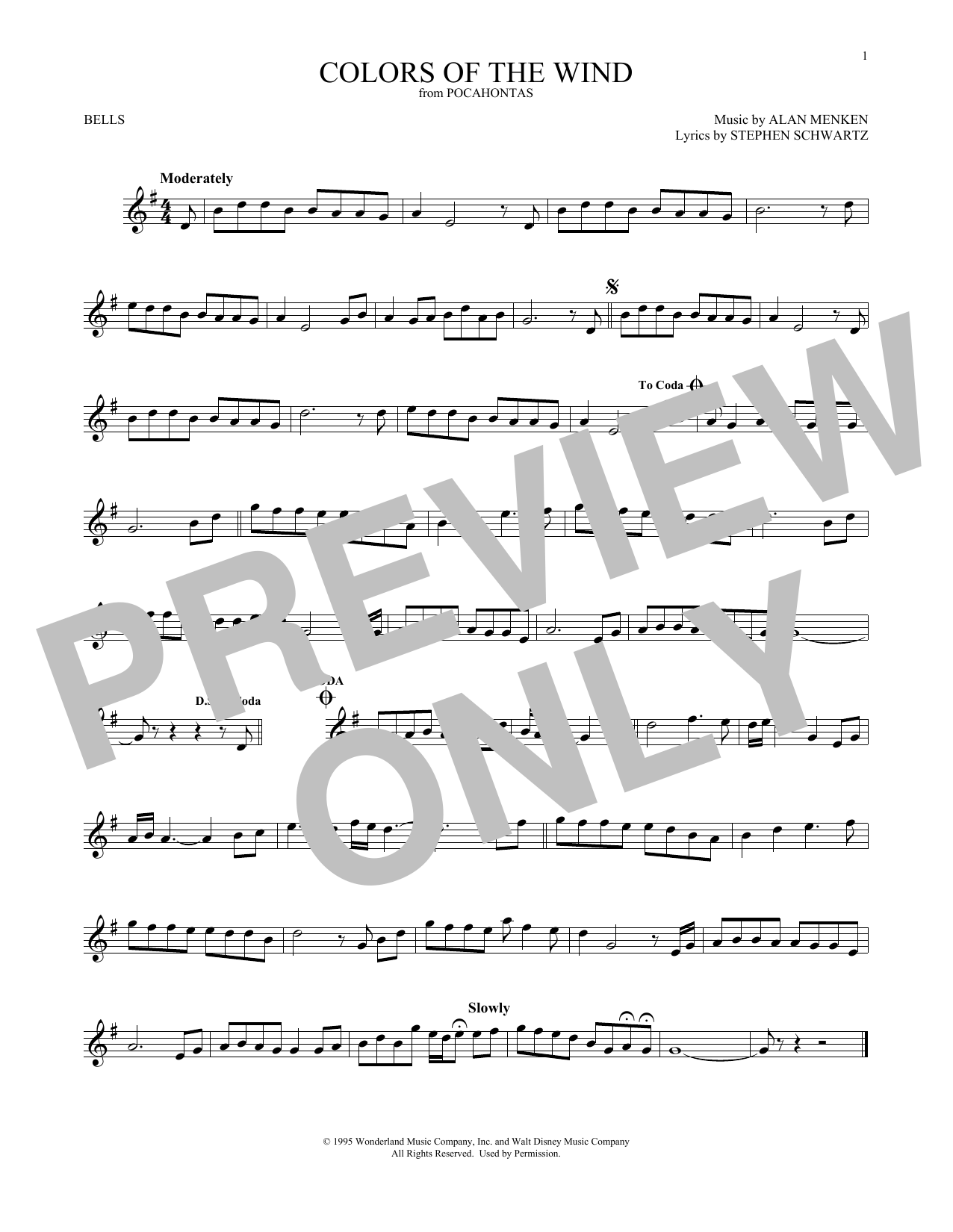 Produktgalerie: Seite 1 von 1 Colors Of The Wind (from Pocahontas), Vanessa Williams, Percussion