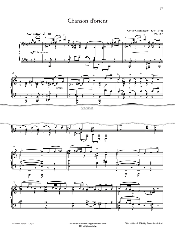 Produktgalerie: Seite 1 von 1 Chanson d’orient Op. 157, Cécile Chaminade, Klavier