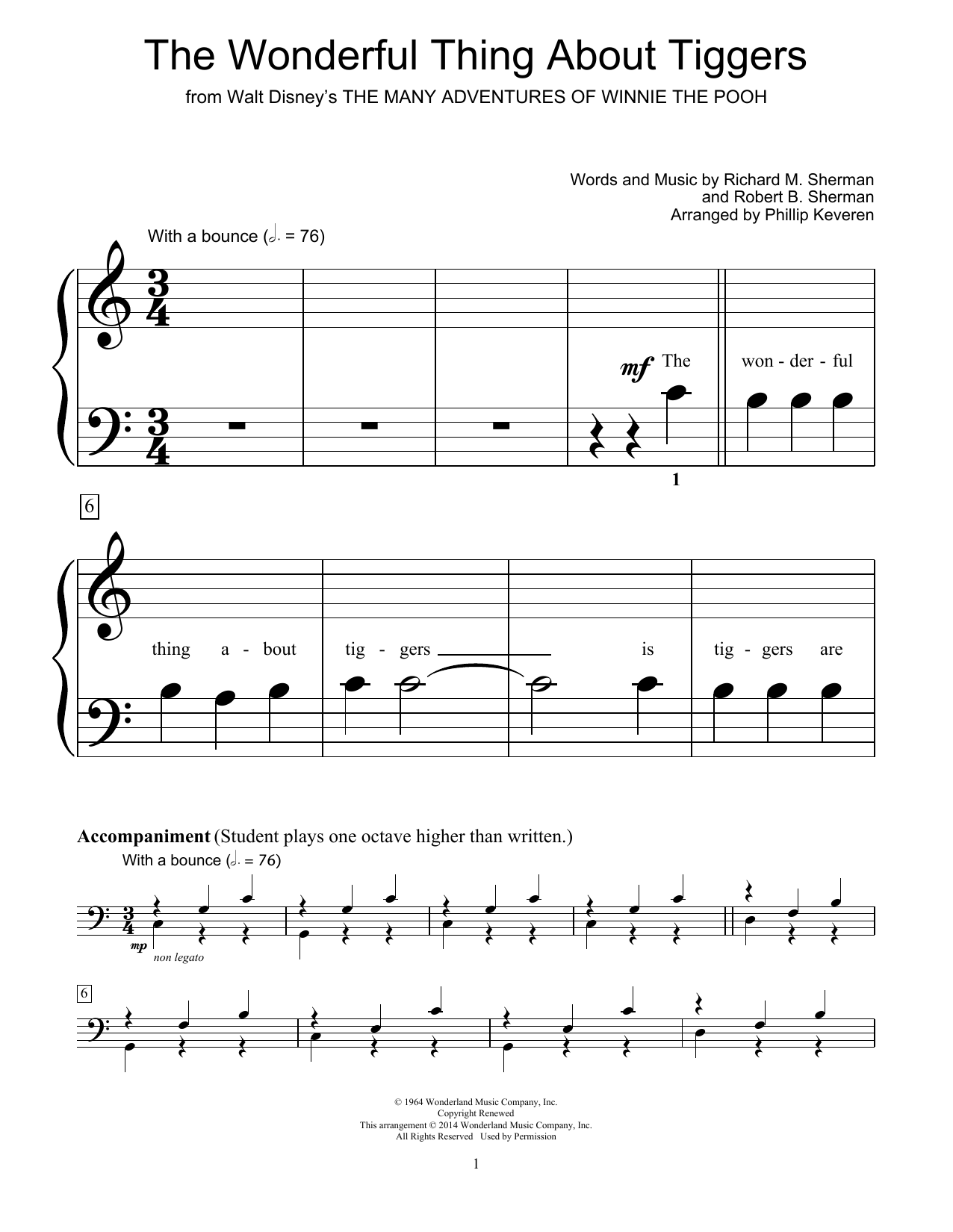 Produktbild zu: The Wonderful Thing About Tiggers (from The Many Adventures Of Winnie The Poo) (arr Phillip Keveren)