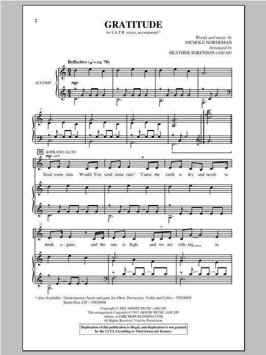 Produktbild zu: Gratitude (arr. Heather Sorenson)