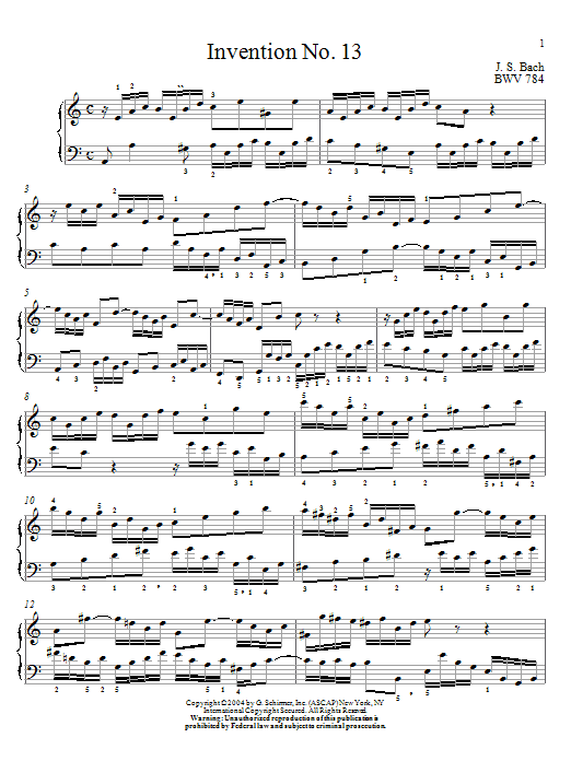 Product gallery: Page 1 of 1 Invention No.13, Johann Sebastian Bach