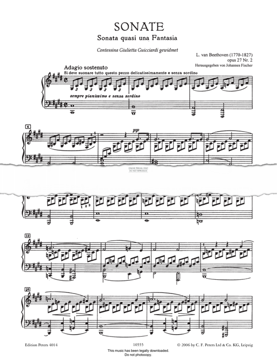 Produktbild zu: Piano Sonata No. 14 in C# minor, Op. 27, No. 2 (‘Moonlight Sonata’)