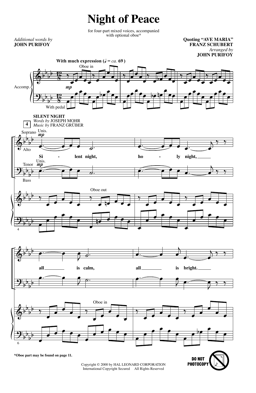 Produktbild zu: Night Of Peace (arr. John Purifoy)