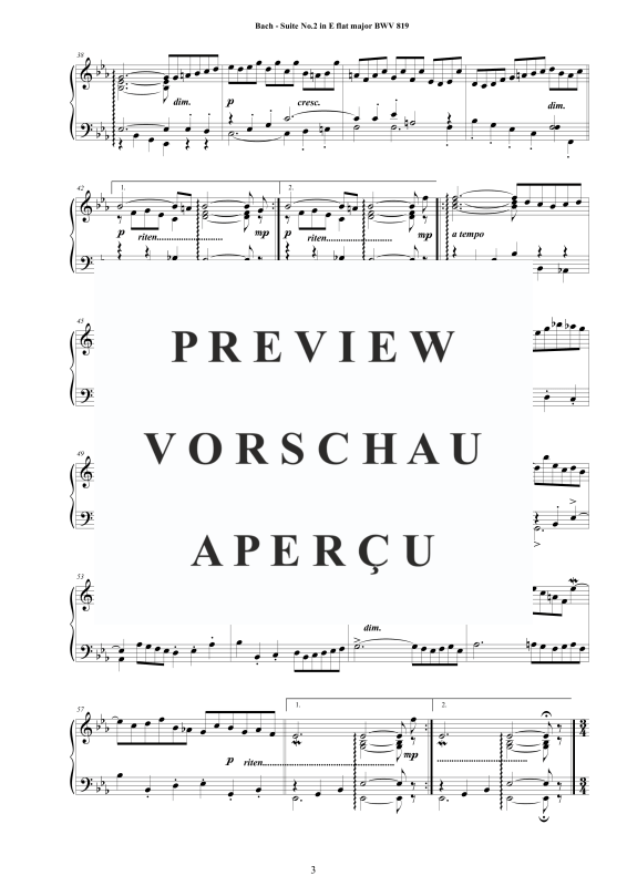Produktgalerie: Seite 4 von 9 Piano Suite No.2 in Es-Dur BWV 819 - Complete Piano Version, , Klavier Solo