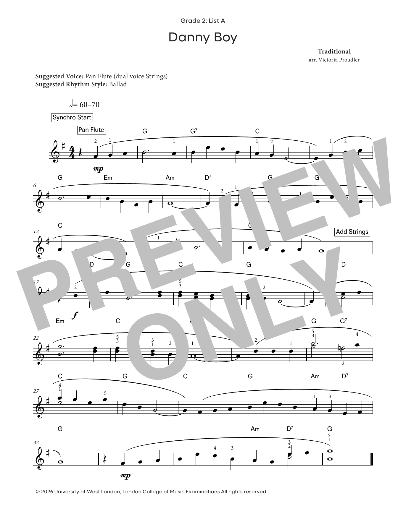 Produktgalerie: Seite 1 von 1 Danny Boy (from LCME Electronic Keyboard Grade 2 List A), Traditional, Klavier