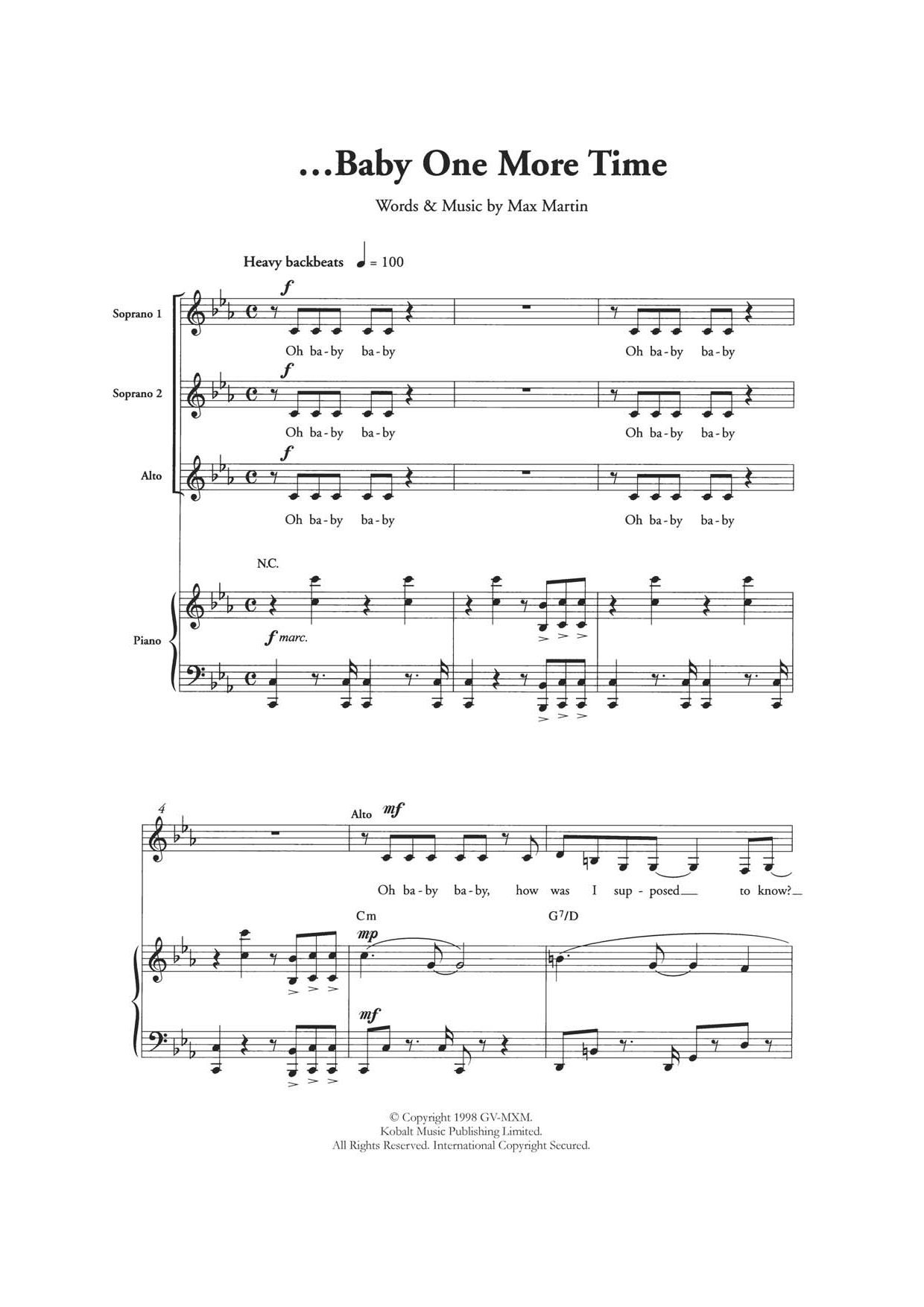 Product picture to: ...Baby One More Time (Arr. Berty Rice)