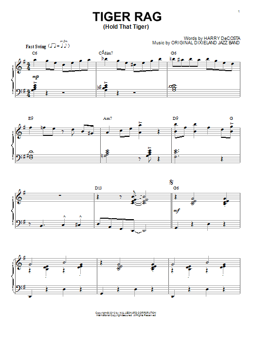 Product gallery: Page 1 of 1 Tiger Rag (Hold That Tiger) (arr. Brent Edstrom), Original Dixieland Jazz Band