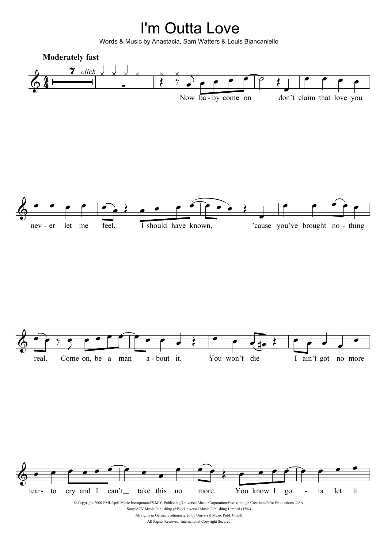 Product gallery: Page 1 of 1 I'm Outta Love, Anastacia
