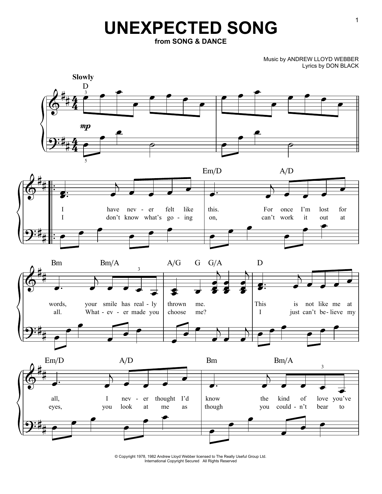 Product picture to: Unexpected Song (from Song & Dance)