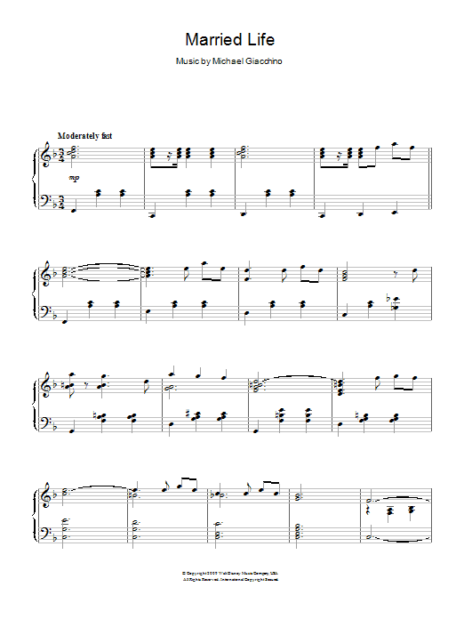 Product gallery: Page 1 of 1 Married Life (from Up), Michael Giacchino