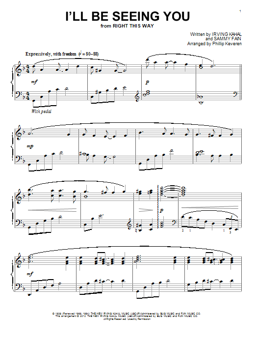 Product gallery: Page 1 of 1 I'll Be Seeing You (arr. Phillip Keveren), Sammy Fain