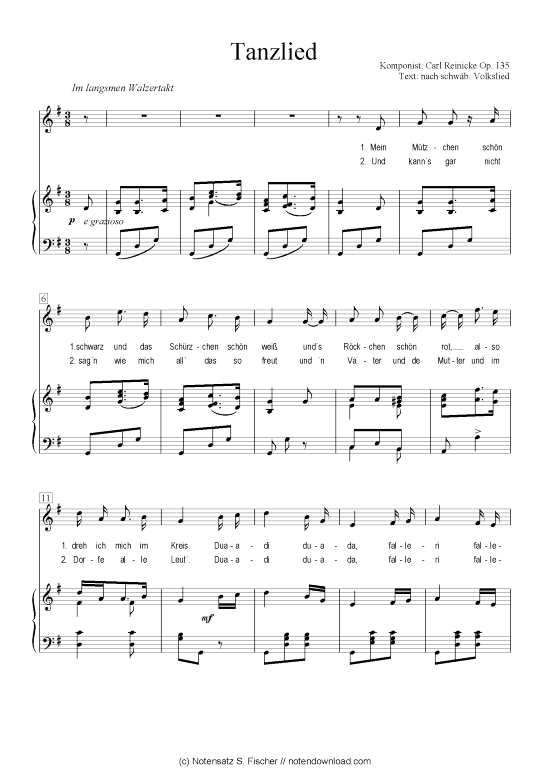 Product picture to: Tanzlied Carl Reinecke Op. 135 / nach schwäb. Volkslied