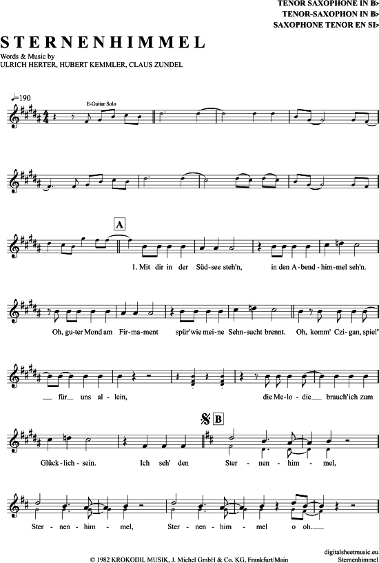 Produktgalerie: Seite 1 von 4 Sternenhimmel , Kah, Hubert, Tenorsaxophon