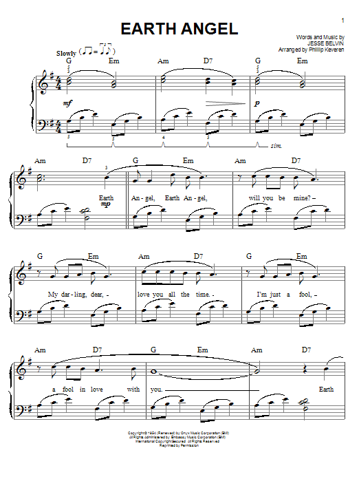 Produktgalerie: Seite 1 von 1 Earth Angel (arr. Phillip Keveren), The Crew-Cuts, Klavier