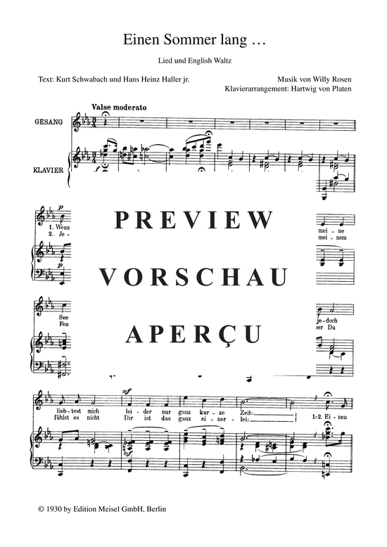 Produktgalerie: Seite 4 von 4 Einen Sommer lang, 	, Klavier und Gesang
