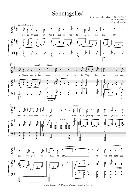 Product picture to: Sonntagslied  Mendelssohn