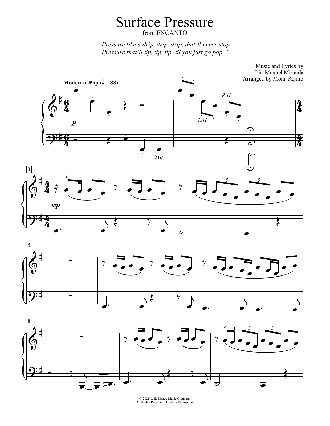 Produktbild zu: Surface Pressure (from Encanto) (arr. Mona Rejino)
