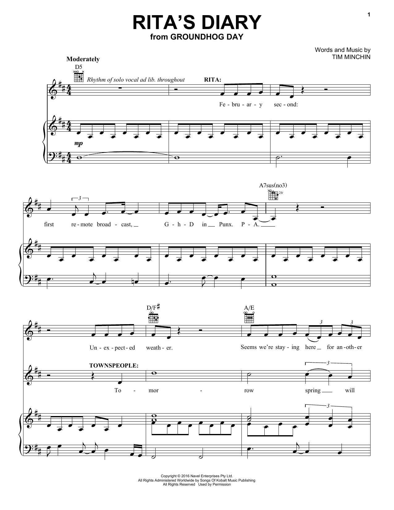 Produktbild zu: Rita's Diary (from Groundhog Day The Musical)