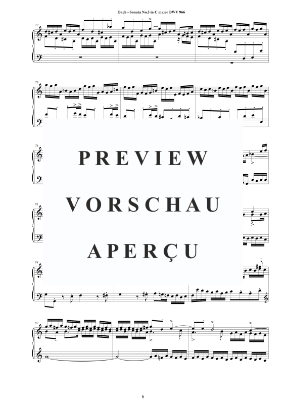 Produktgalerie: Seite 7 von 11 Sonate Nr. 3 in C-Dur BWV 966 - nach Johann Adam Reincken, , Cembalo/Klavier Solo