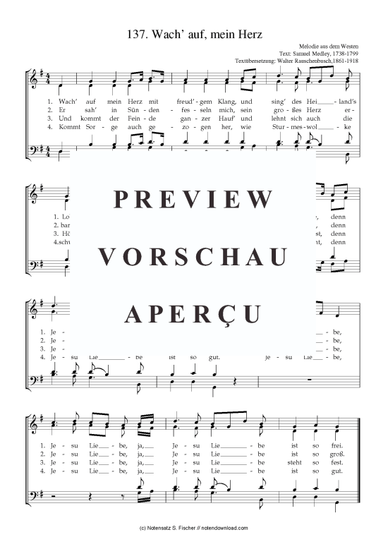 Product picture to: Wach auf, mein Herz  Melodie aus dem Westen / Samuel Medley, 1738-1799 