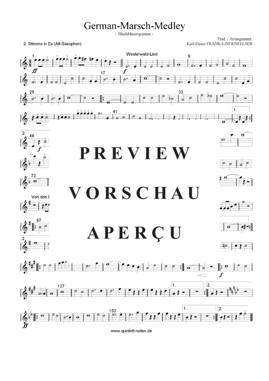Produktgalerie: Seite 13 von 21 German-Marsch-Medley , Blasorchester Fatamo, (Blechbläser Quintett flexible Besetzung)