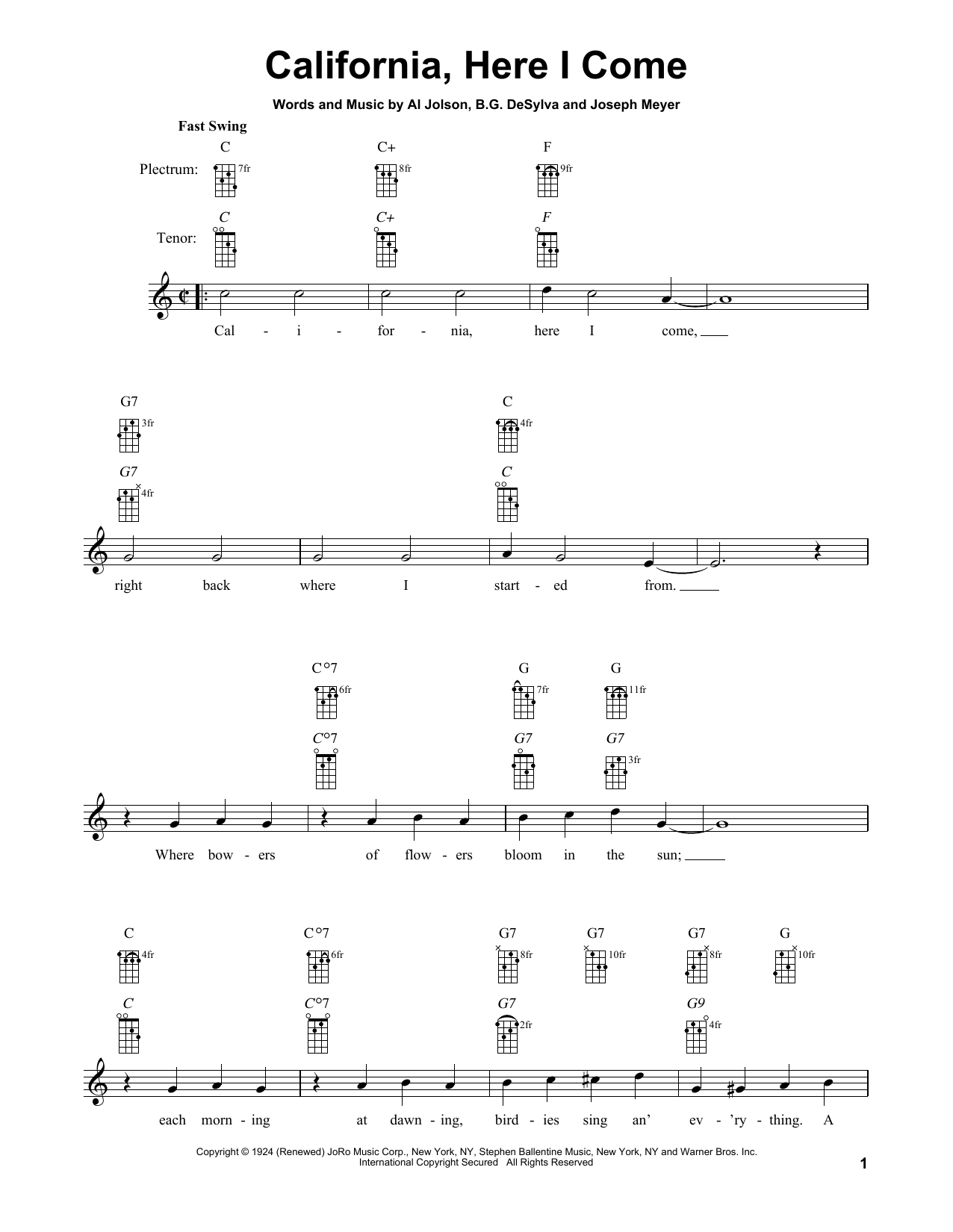 Produktgalerie: Seite 1 von 1 California, Here I Come, B.G. DeSylva, Banjo