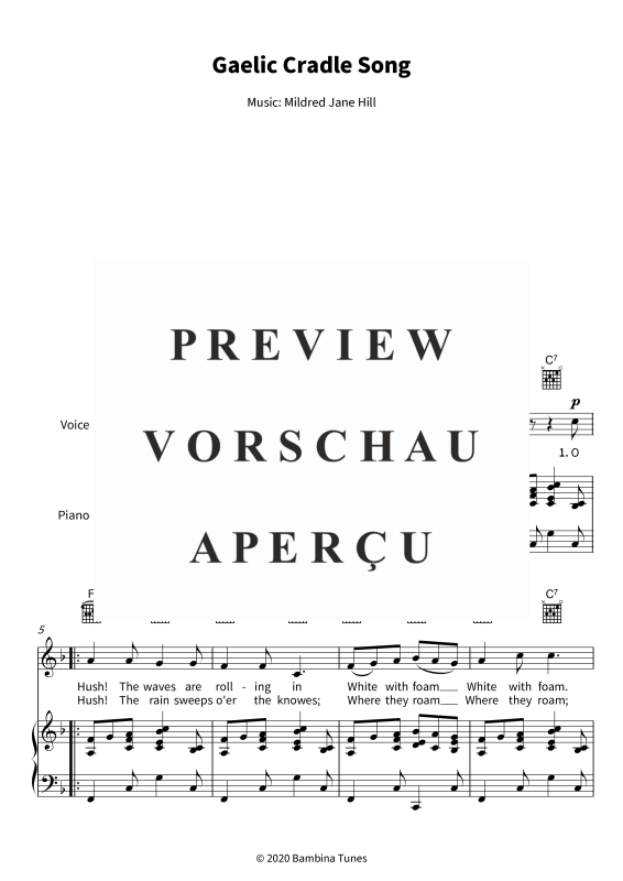 gallery: Gaelic Cradle Song - Irish lullaby in F major, , Gesang und Klavier