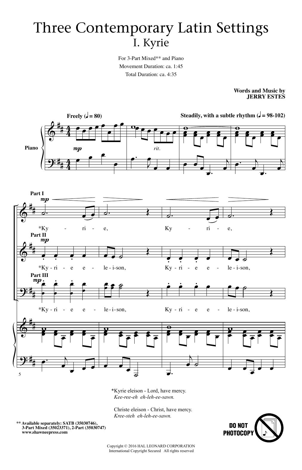 Produktgalerie: Seite 1 von 1 Three Contemporary Latin Settings, Jerry Estes, Chor