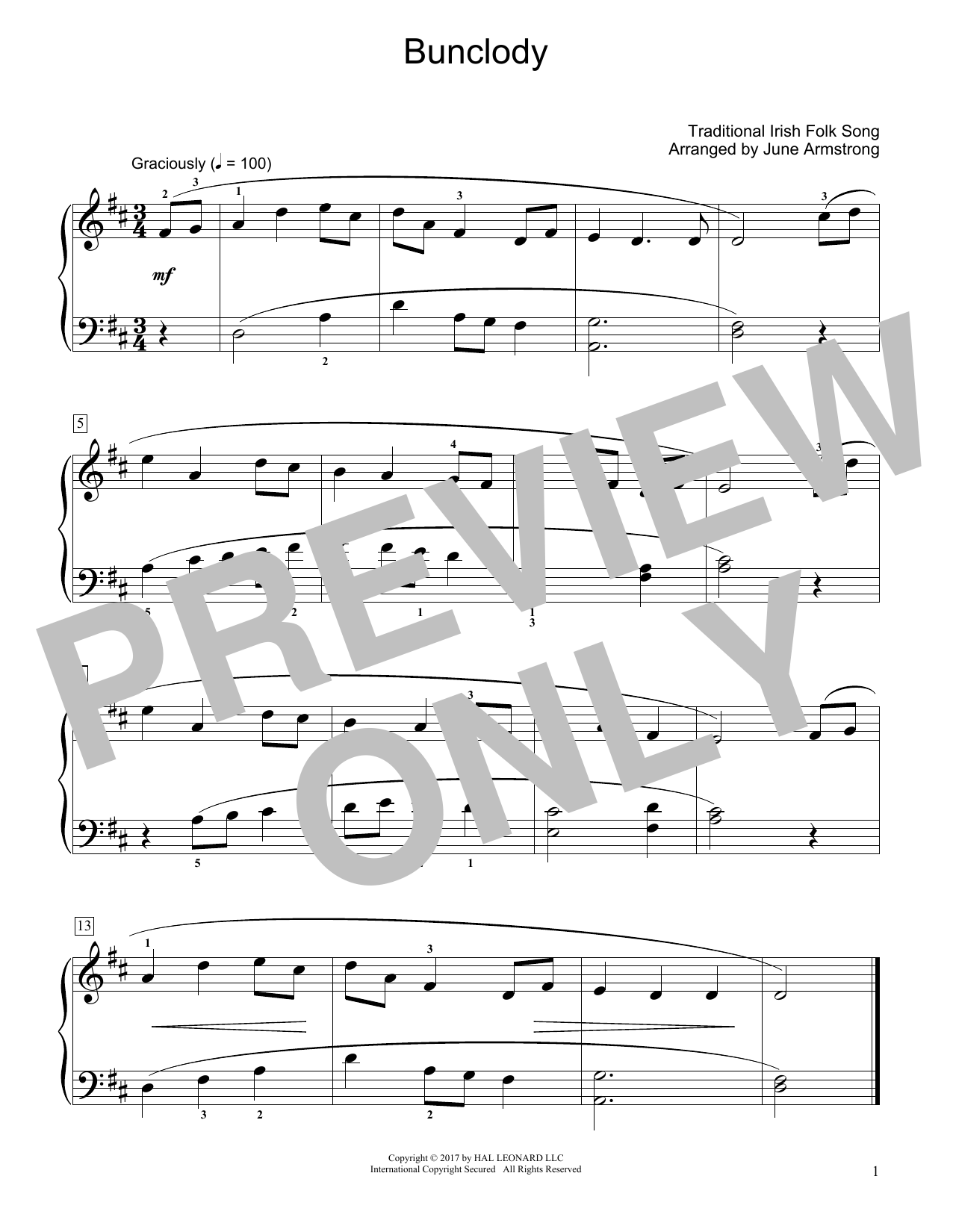 Product gallery: Page 1 of 1 Bunclody (arr. June Armstrong), Traditional Irish Folk Song