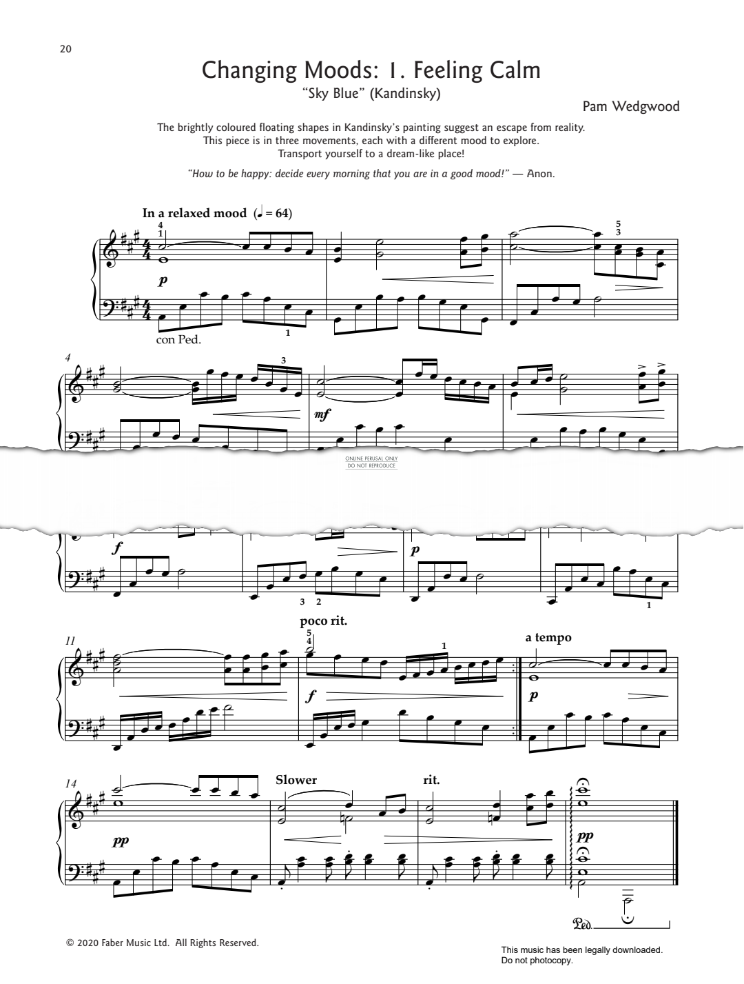 Produktbild zu: Feeling Calm (from 'Changing Moods')