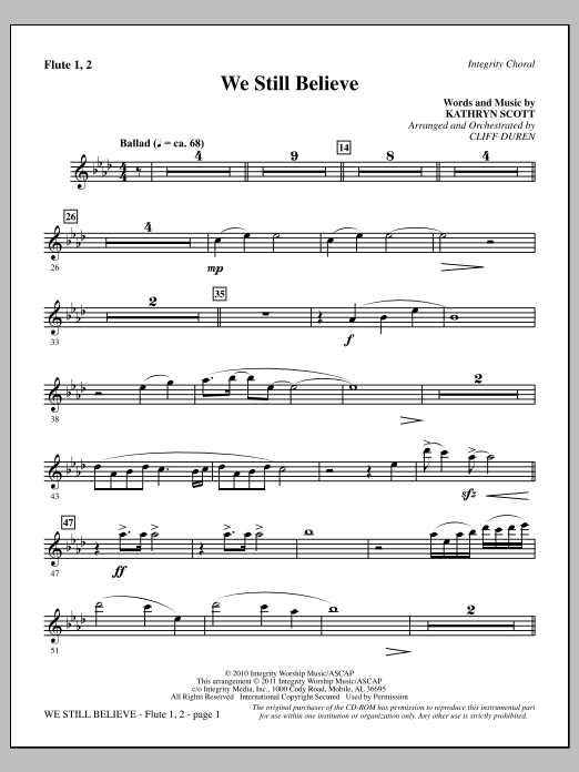 Product picture to: We Still Believe - Flute 1 & 2