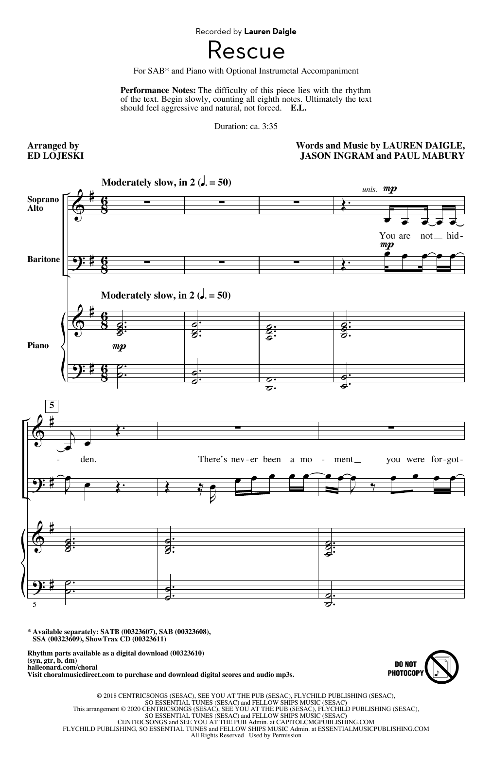 Product picture to: Rescue (arr. Ed Lojeski)