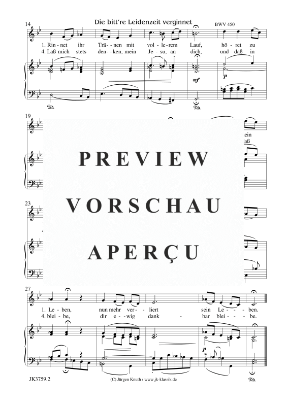 gallery: Die bitt´re Leidenzeit verginnet / BWV 450, , (voice and piano)