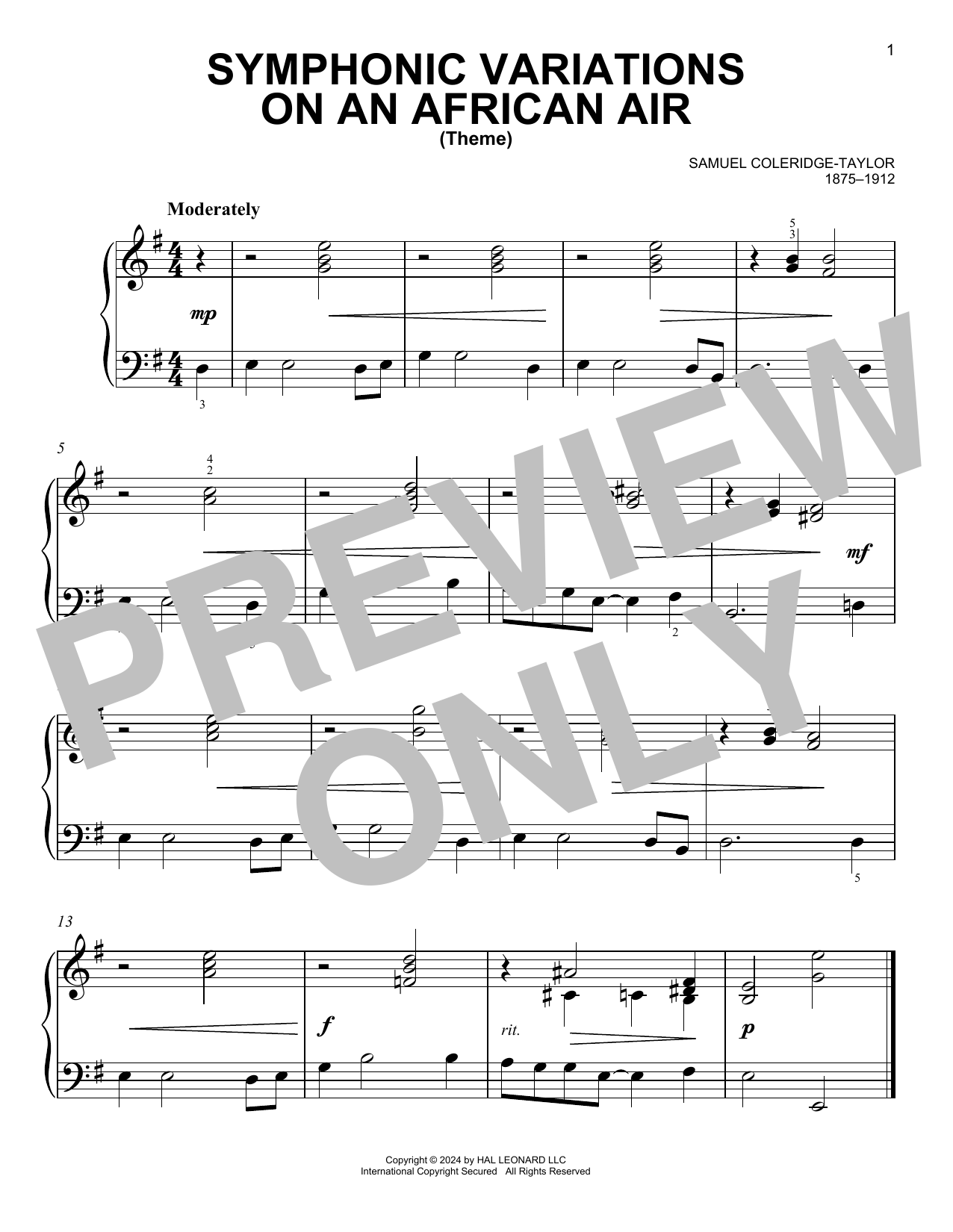 Product picture to: Symphonic Variations On An African Air