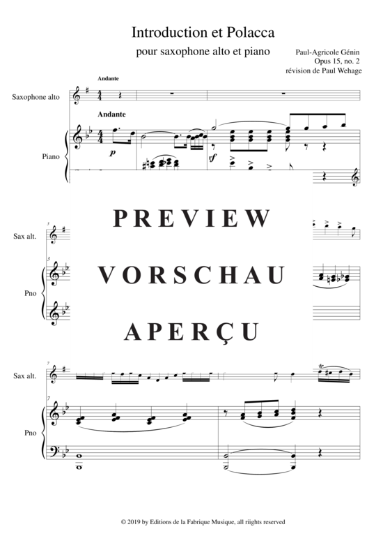 Product gallery: Page 3 of 19 Introduction et Polacca Opus 15, no. 2 , , (alto/baritone saxophone + piano)