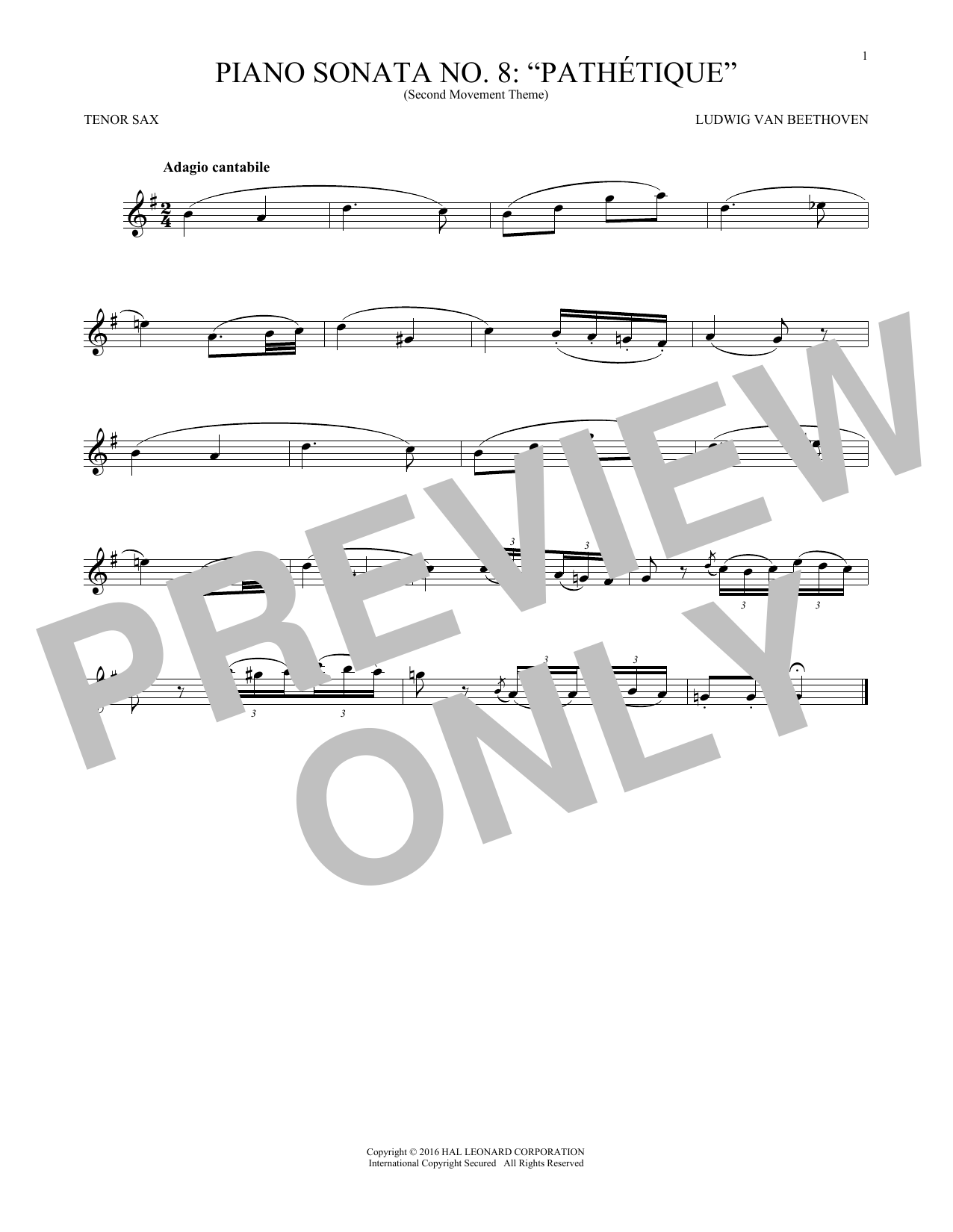 Product gallery: Page 1 of 1 Adagio Cantabile, Op. 13, Ludwig Van Beethoven