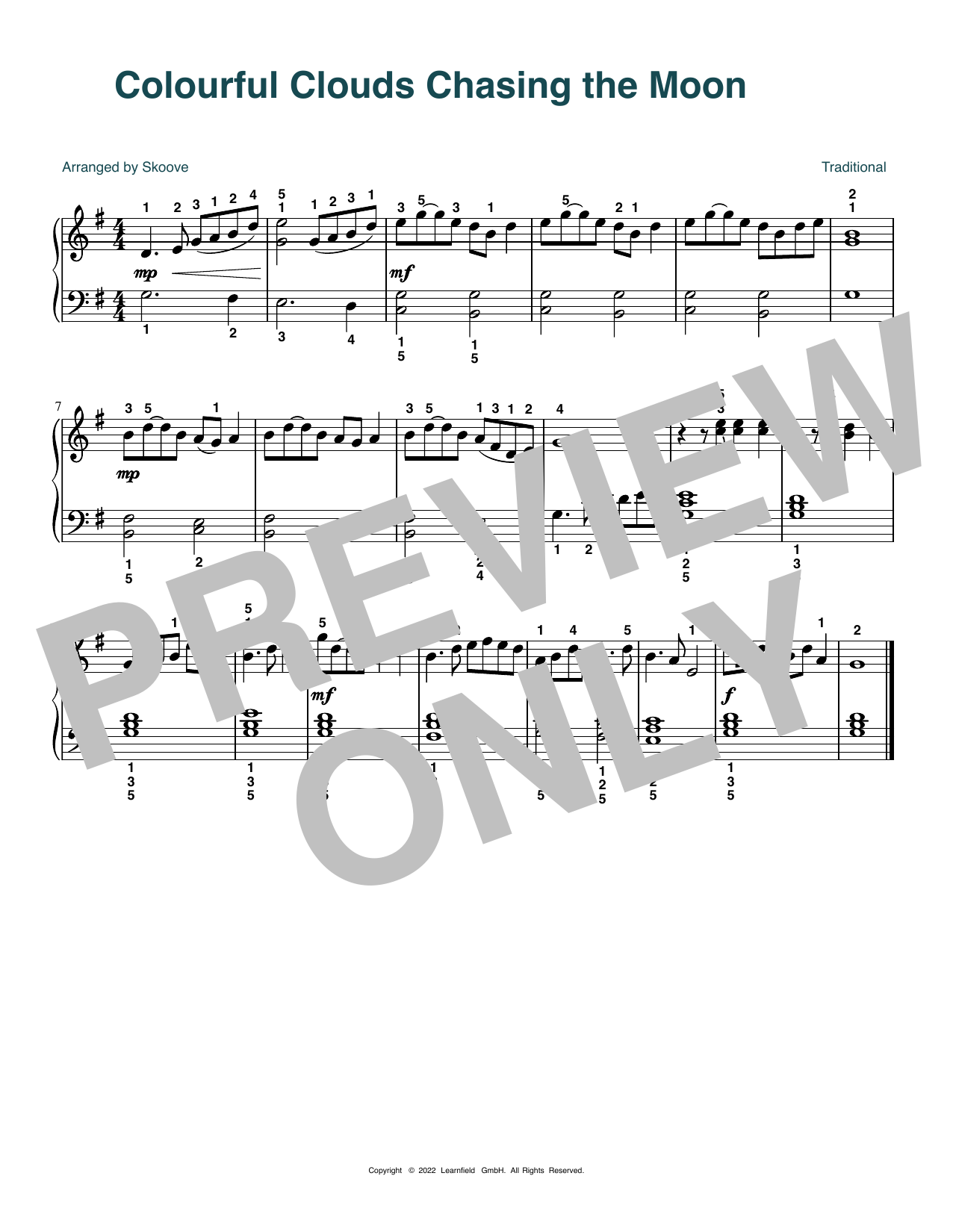 Product picture to: Colourful Clouds Chasing the Moon (arr. Skoove)