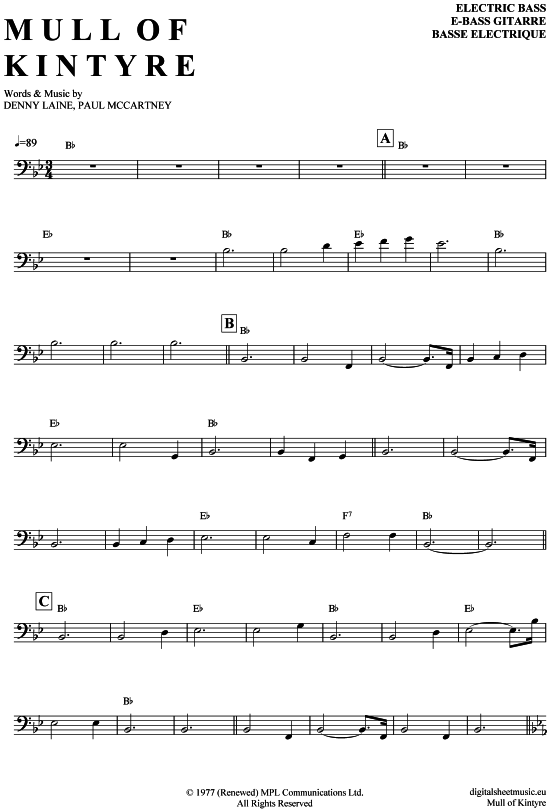 Product gallery: Page 1 of 4 Mull of Kintyre , McCartney, Paul, Bass Guitar