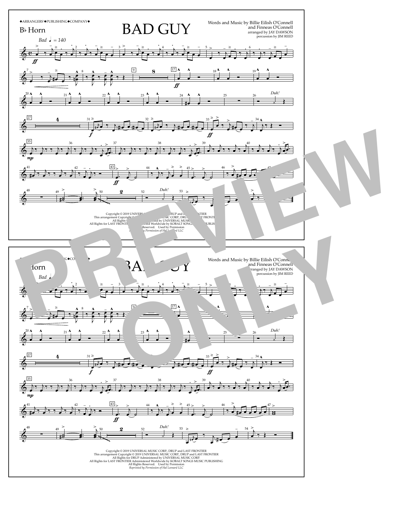 Product picture to: Bad Guy (arr. Jay Dawson) - Bb Horn